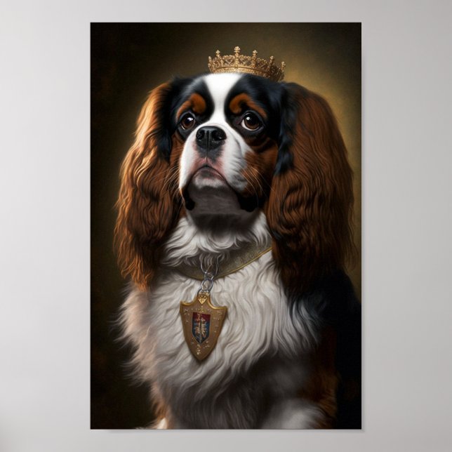 Rei Charles Cavalier Spaniel com Poster de Coroa (Frente)
