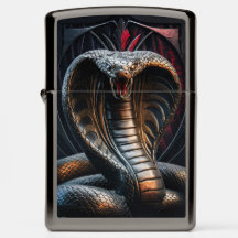 Rei Cobra Metal Engrenando Arte 3 Zippo Lighter