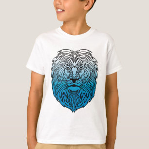 Rei da selva, o t-shirt do menino azul do leão