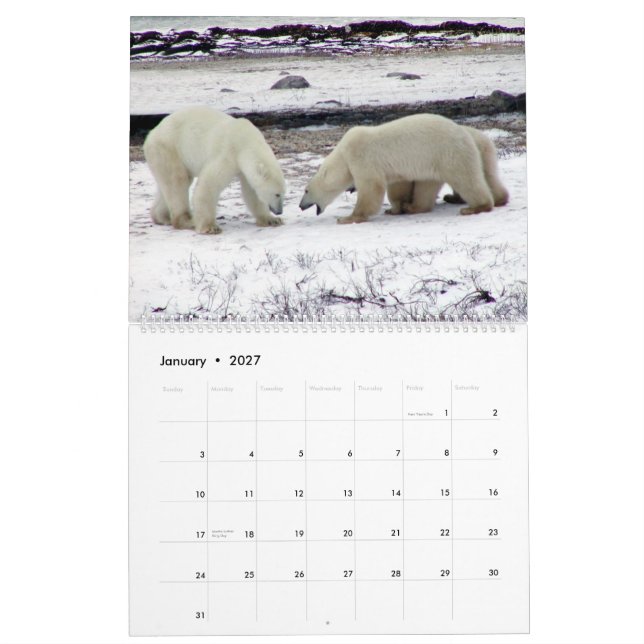 Rei do URSO POLAR do calendário ártico 2014 2-Pg. (Jan 2027)
