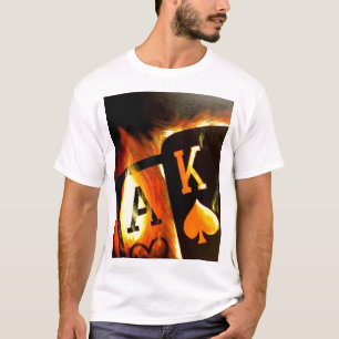 Rei flamejante liso grande T-shirt do ás da arte