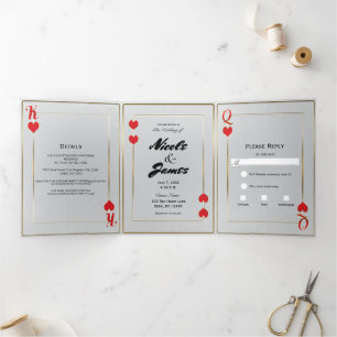 Rei & Rainha de Copas Cartão de Casamento Cassino