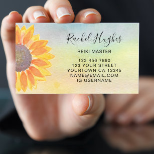 Reiki Master Colorful Sunflower Cartão de visita