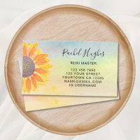 Reiki Master Colorful Sunflower Cartão de visita