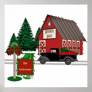 Reindeer Barn com Truck e Impressão de Sinal Elf