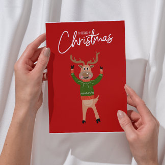 Reindeer - Cartão Divertido de Natal Feliz