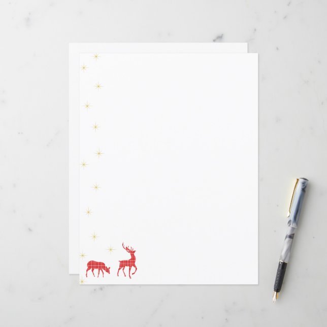 Reindeer de Natal - Padrão de Xadrez Vermelho Verd (Frente/Verso In Situ)