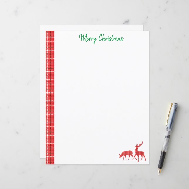 Reindeer de Natal - Padrão de Xadrez Vermelho Verd (Frente/Verso In Situ)