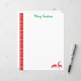 Reindeer de Natal - Padrão de Xadrez Vermelho Verd