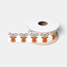 Reindeer de Natal Satin Ribbon