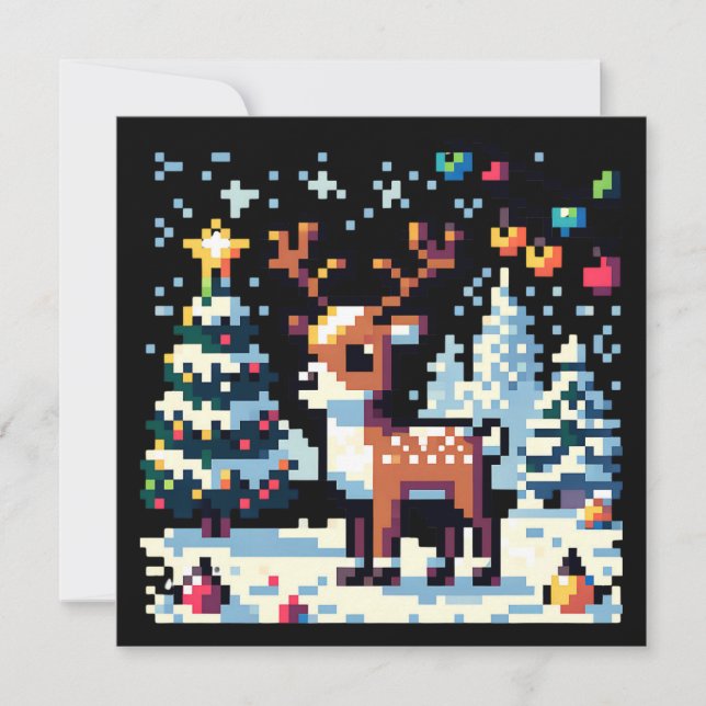 Reindeer de Natal Winter Wonderland Pixel Art (Frente)