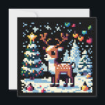 Reindeer de Natal Winter Wonderland Pixel Art<br><div class="desc">Adorável rena de arte de pixel,  Árvore de Natal em uma noite cheia de neve.</div>