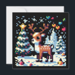 Reindeer de Natal Winter Wonderland Pixel Art<br><div class="desc">Adorável rena de arte de pixel,  Árvore de Natal em uma noite cheia de neve.</div>