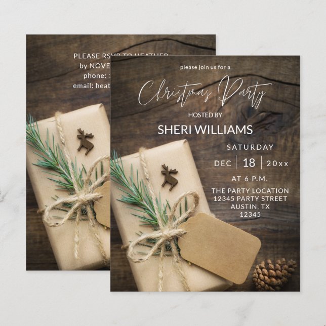 Reindeer de Orçamento e Festa de Natal Atual 2 (Frente/Verso)