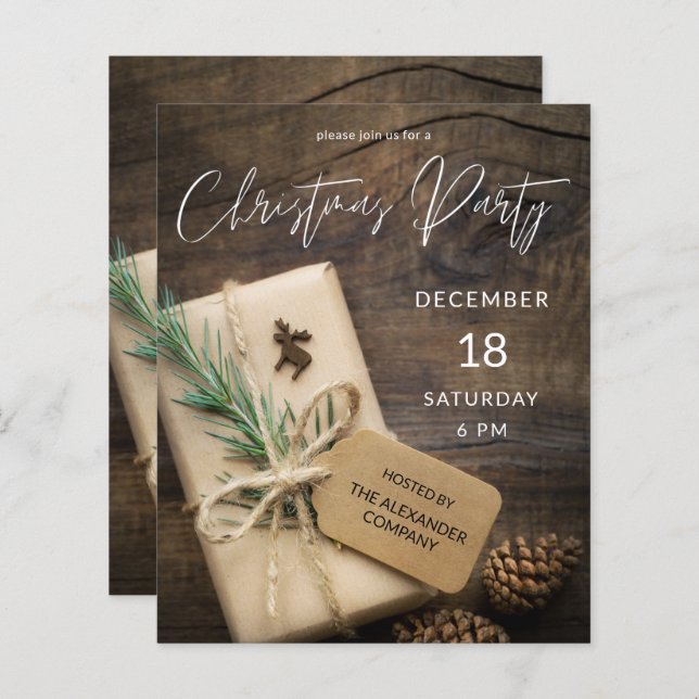 Reindeer de Orçamento e Festa de Natal Presente (Frente/Verso)