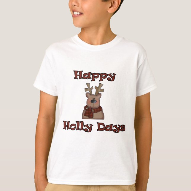 Reindeer Holly Days Camisetas e presentes (Frente)