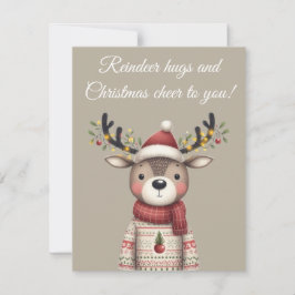 Reindeer Hugs e Cartão de Saudação de Feliz Natal