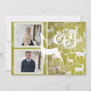 Reindeer Joy Holiday Cartão com fotos