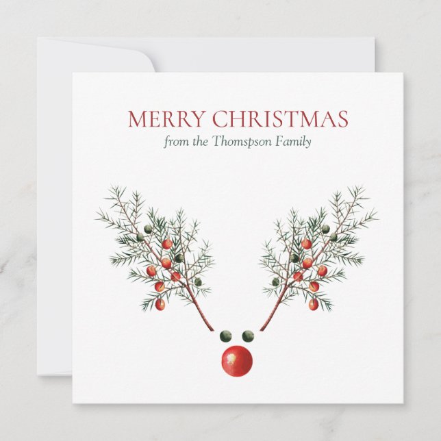 Reindeer Pine Berries Vermelho Natal (Frente)