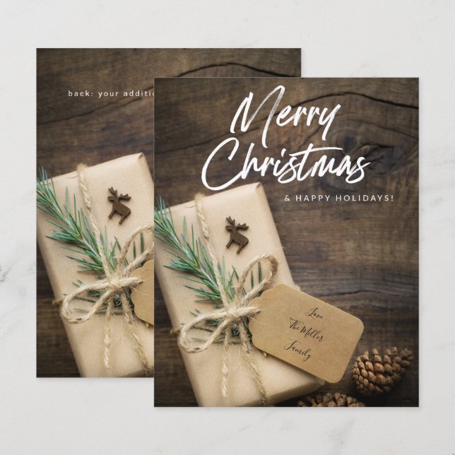 Reindeer Russo do Orçamento e Presente Feliz Natal (Frente/Verso)