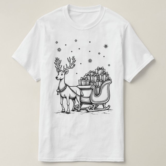 Reindeer T-Shirt  (Holiday design Christmas black and white t-shirts for anyone!)