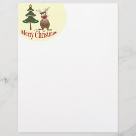 Reindeer Tangido em Luzes de Natal Papel Carta