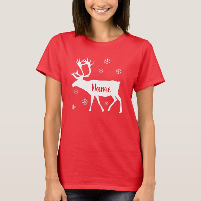 Reindeter Seu Nome Camisa de Natal Personalizada (Frente)