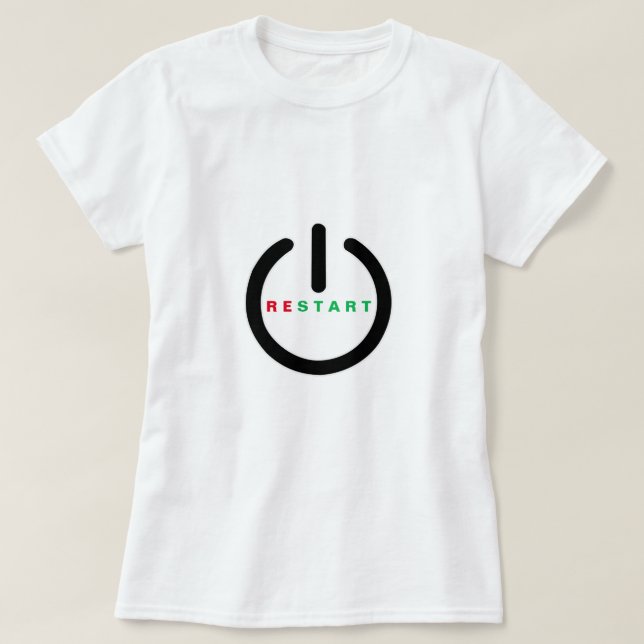 Reiniciar T-Shirt Engraçado (Frente do Design)
