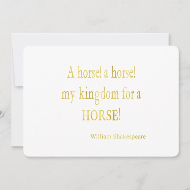 Reino Shakespeare para uma citação sobre cavalos (Frente)