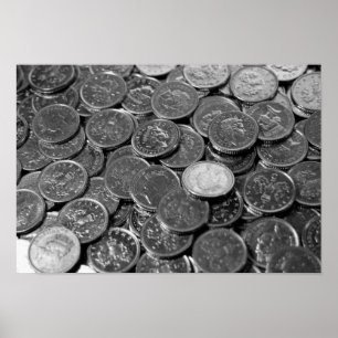 Reino Unido: moedas de 5 pence de Poster