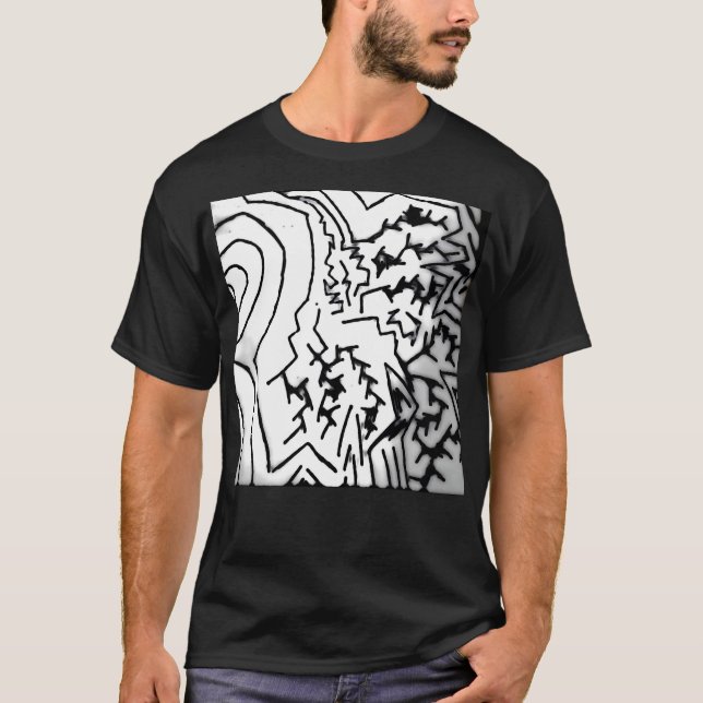 "Relâmpago preto/branco abstrato" t-shirt " (Frente)