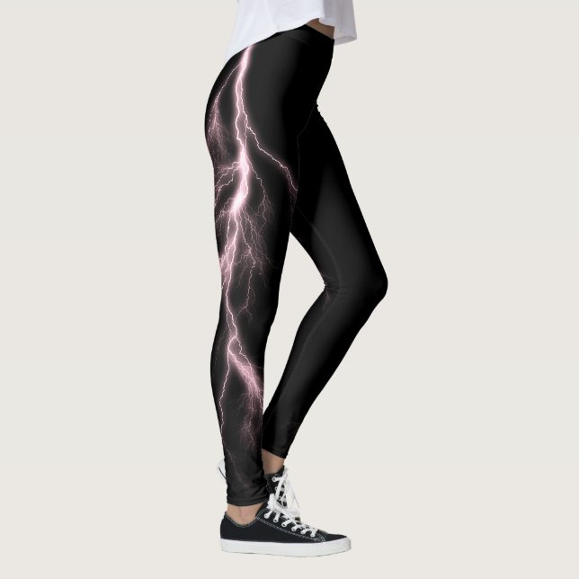 Relâmpagos Cor-de-Rosa Atinge Leggings do Spandex (Direita)