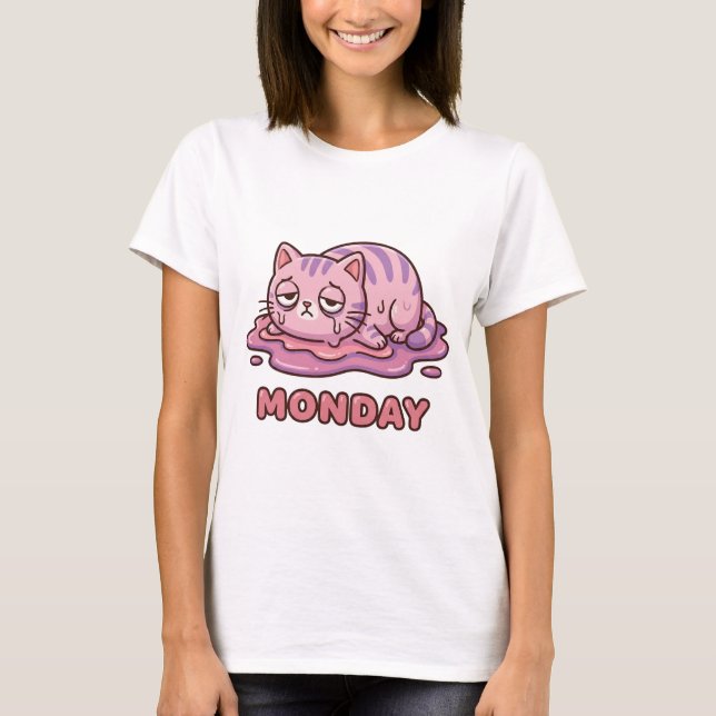 Relatable "I Hate Mondays" Melting Kitty T-Shirt (Frente)