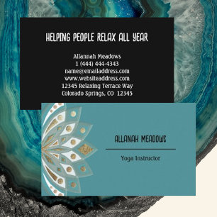 Relaxando o Cartão de visita Dourado e Aqua Lotus