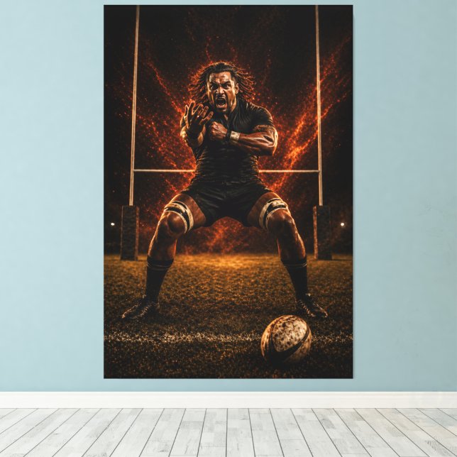 Relentless Dominance – Rugby Power Canvas Print (Insitu(piso de madeira))