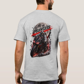Relentless Wolf Motorcycle Back Print T-Shirt