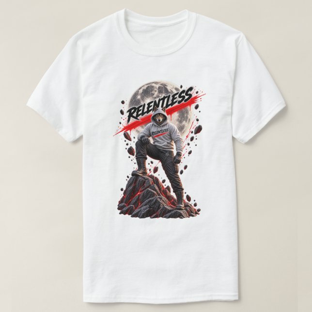 Relentless Wolf Mountain Adventure T-Shirt (Frente do Design)