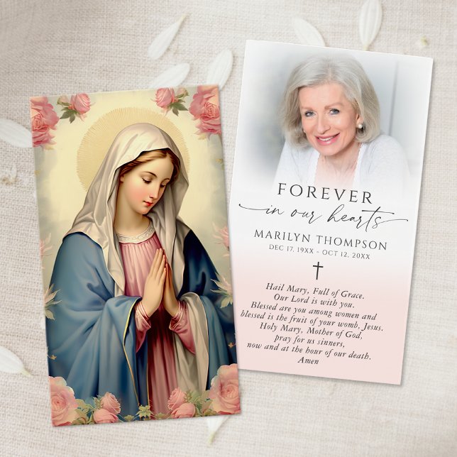 Religious Virgin Mary Cross Photo Prayer Card (Criador carregado)