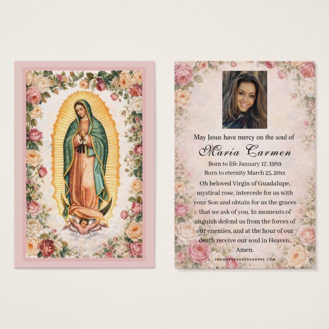 Religious Virgin Mary Guadalupe Catholic Funeral (Frente & Verso)