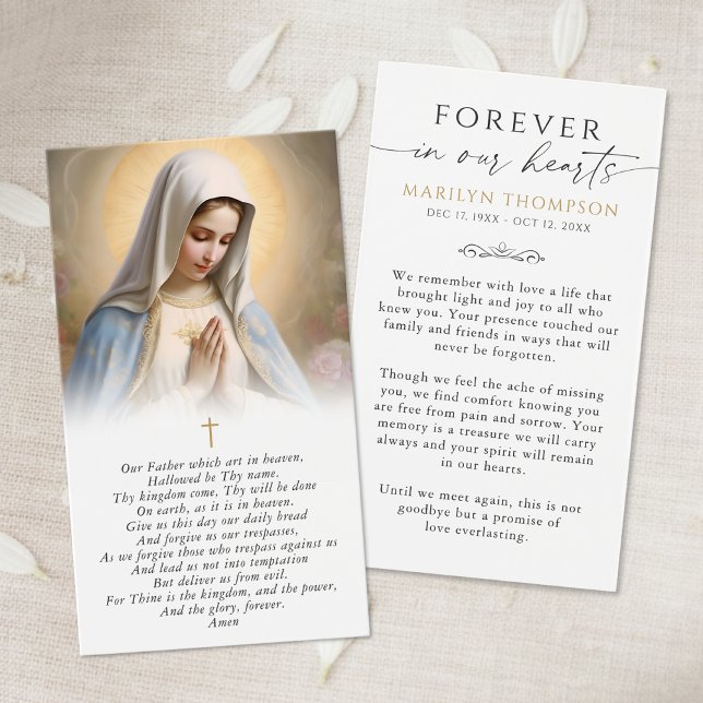 Religious Virgin Mary Photo Sympathy Prayer Card (Criador carregado)