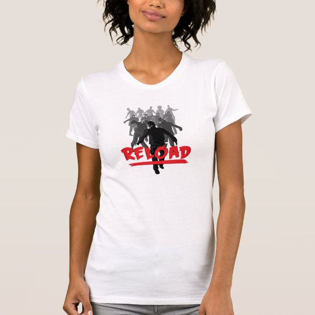 Reload da horda do zombi - camisa das mulheres (Frente)