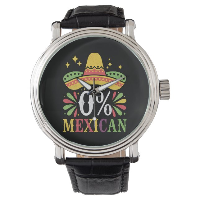 Relógio 0% Mexicano Zero Porcento Engraçado Cinco De Maio (Frente)