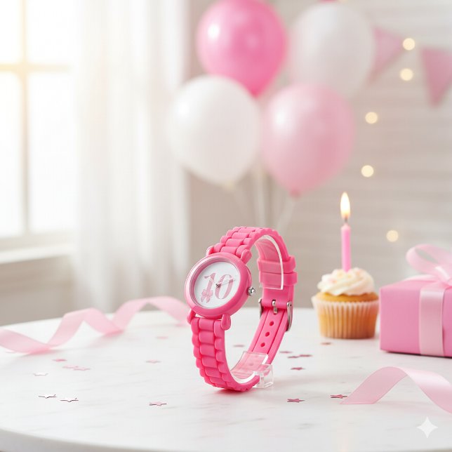 Relógio 10º Aniversário Garota Rosa Arco Watch (Criador carregado)