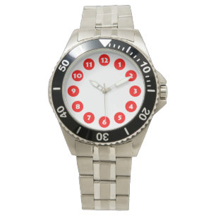 Relógio 12 pontos - vermelho no branco