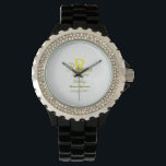 Relógio 15 Feliz Aniversário Amarelo Apelido Monograma Mod<br><div class="desc">design</div>