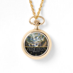 Relógio 1 Peter 5:7 Christian Faith uma cachoeira