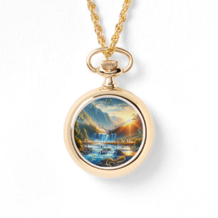 Relógio 1 Peter 5:7 Dourada oração de fé cristã