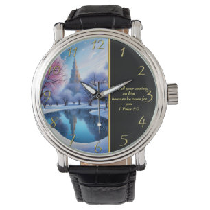 Relógio 1 Peter 5:7 Igreja Branca