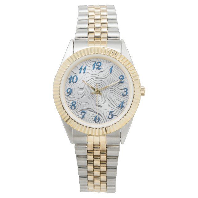 Relógio 2 tons + pulseira estilo prata mostrador  (Frente)