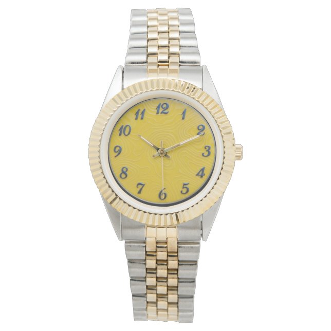 Relógio 2 Tons + Pulseira  Mostrador Limão (Frente)